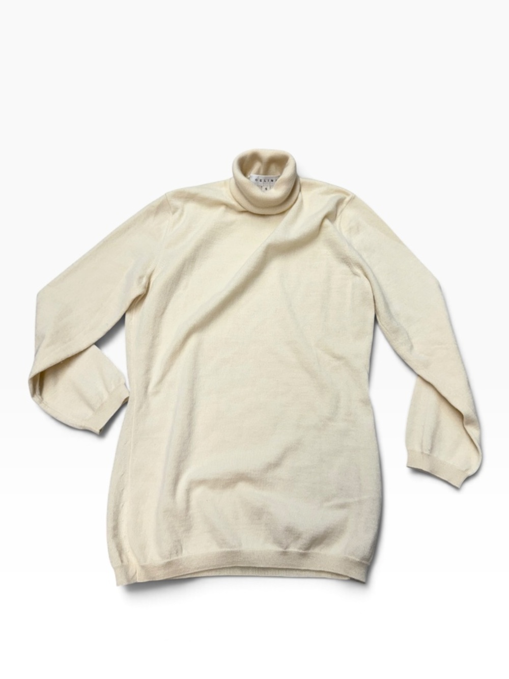 CELINE Cashmere Turtleneck Sweater in Cream Women's Size S